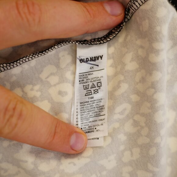 Old Navy 4X Cream Black Floral Leggings Cotton Spandex High Rise 48 / 28 - Picture 3 of 3